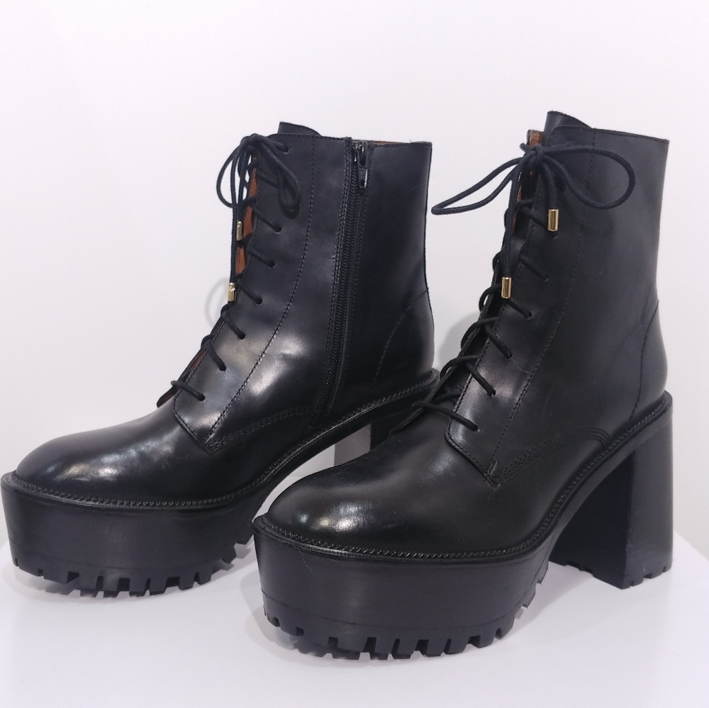 Free People High Point Leather Lugged sole boots